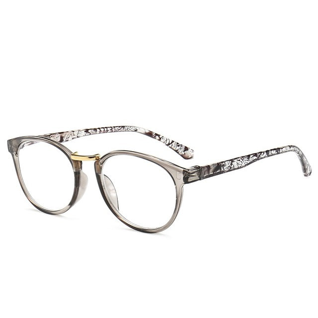 Lonsy Unisex Full Rim Round Polycarbonate Reading Glasses 8163 Reading Glasses Lonsy +300 Gray