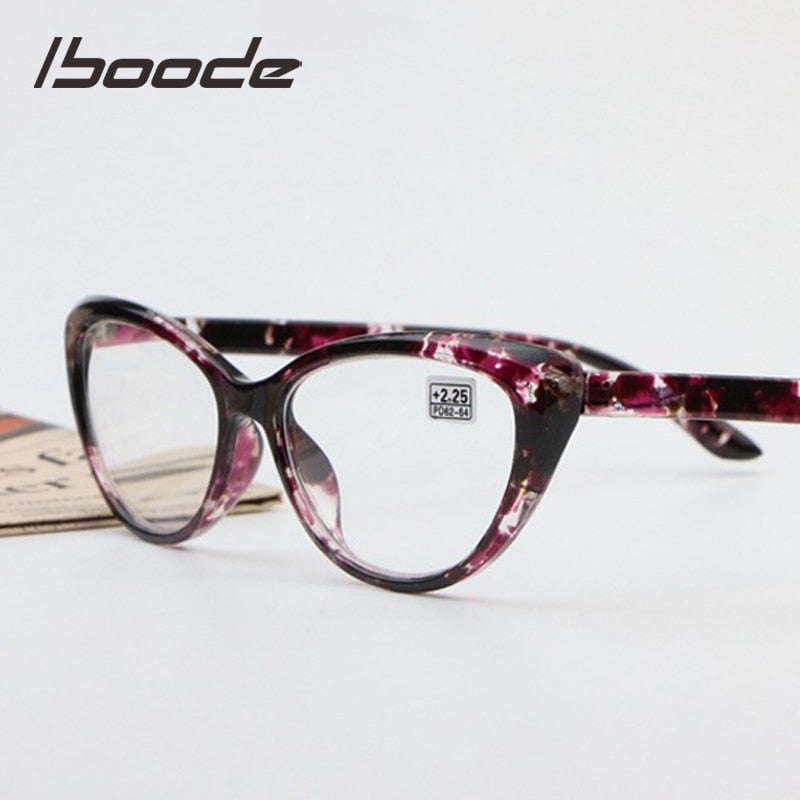 Iboode Women's Full Rim Cat Eye PC Plastic Reading Glasses F414 Reading Glasses Iboode