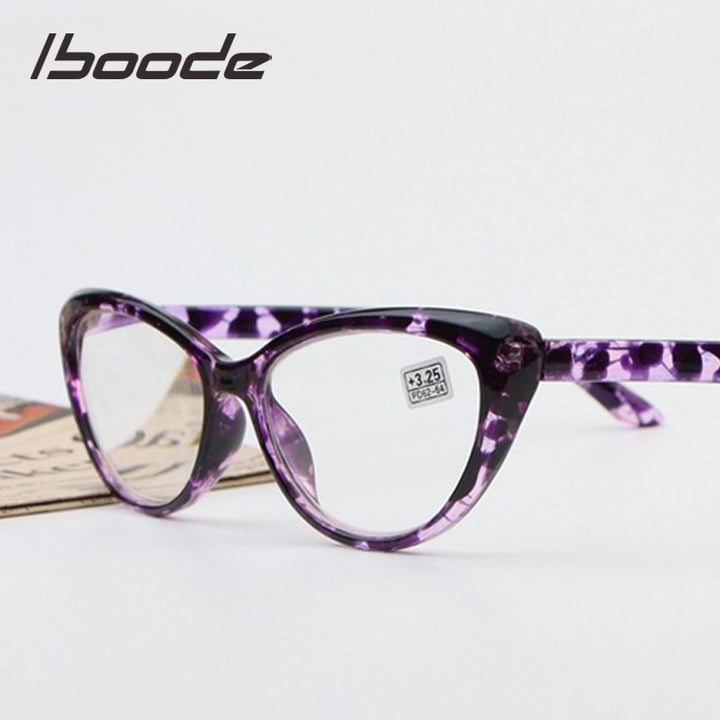Iboode Women's Full Rim Cat Eye PC Plastic Reading Glasses F414 Reading Glasses Iboode