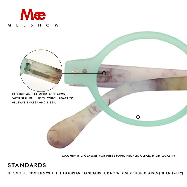 Meeshow Unisex Full Rim Round Polycarbonate Reading Glasses 1732 Reading Glasses Meeshow