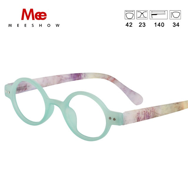 Meeshow Unisex Full Rim Round Polycarbonate Reading Glasses 1732 Reading Glasses Meeshow +300 Green