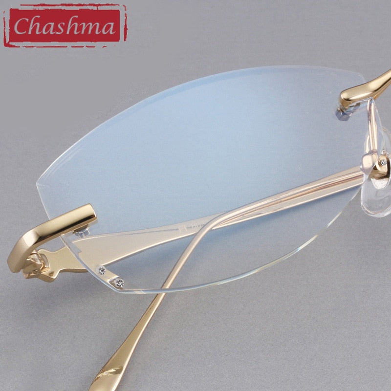 Chashma Designer Eyeglasses Diamond Rimless Titanium Stone Lenses Women 8037 Rimless Chashma