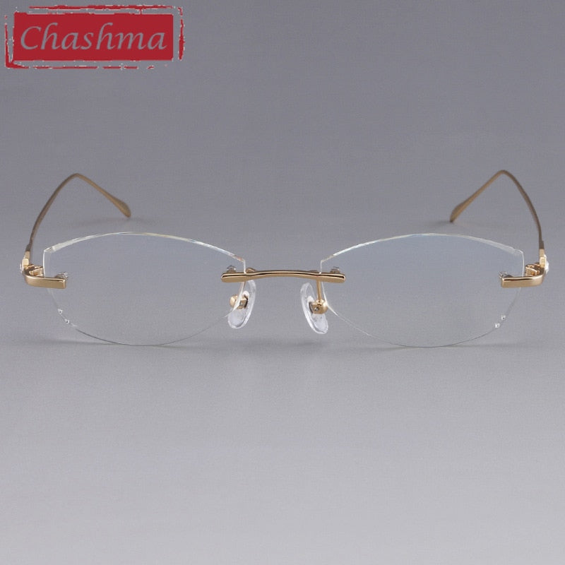 Chashma Designer Eyeglasses Diamond Rimless Titanium Stone Lenses Women 8037 Rimless Chashma