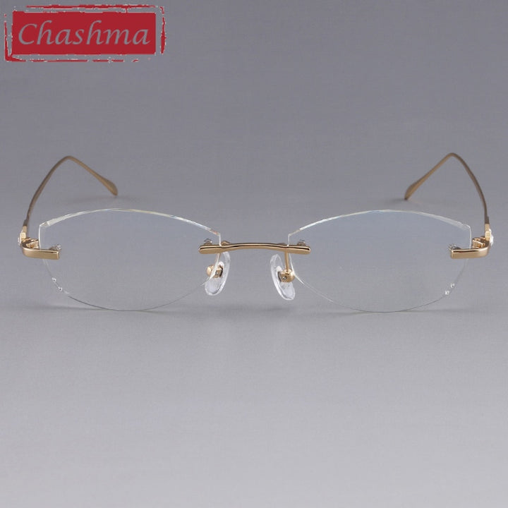 Chashma Designer Eyeglasses Diamond Rimless Titanium Stone Lenses Women 8037 Rimless Chashma