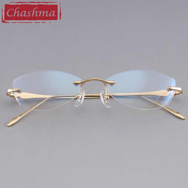 Chashma Designer Eyeglasses Diamond Rimless Titanium Stone Lenses Women 8037 Rimless Chashma