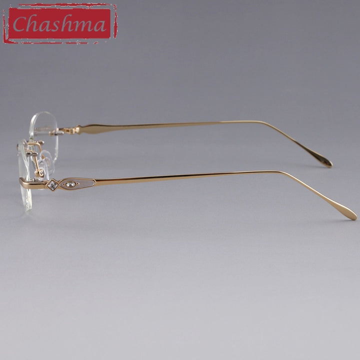 Chashma Designer Eyeglasses Diamond Rimless Titanium Stone Lenses Women 8037 Rimless Chashma