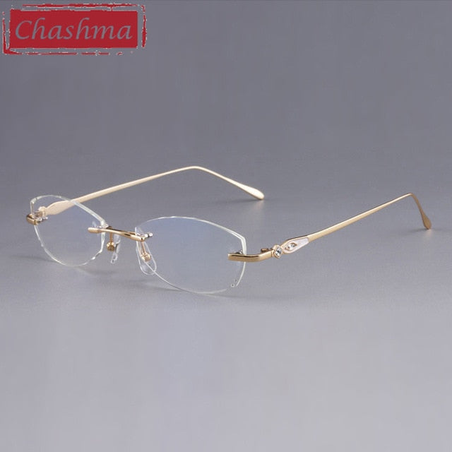 Chashma Designer Eyeglasses Diamond Rimless Titanium Stone Lenses Women 8037 Rimless Chashma Default Title