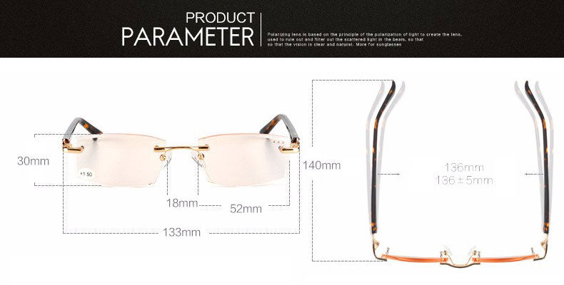 Hotochki Women's Rimless Square Alloy Reading Glasses 5822 Reading Glasses Hotochki