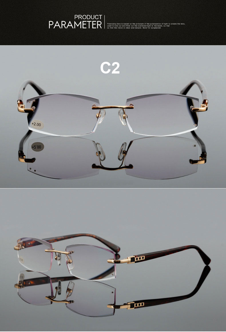 Hotochki Women's Rimless Square Alloy Reading Glasses 5822 Reading Glasses Hotochki