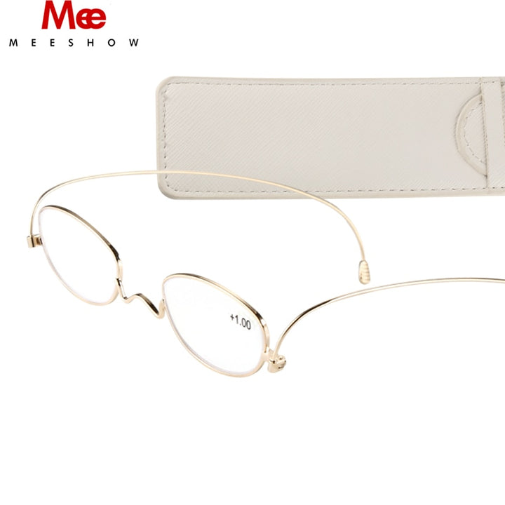 Meeshow Unisex Full Rim Oval Titanium Reading Glasses 0390 Reading Glasses Meeshow