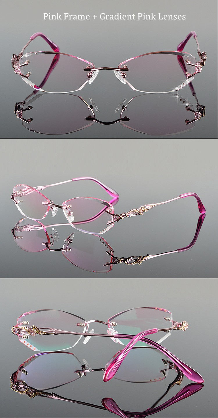 Chashma Tint Lenses Glasses Diamond Cutting Rimless Titanium 8036 B Rimless Chashma
