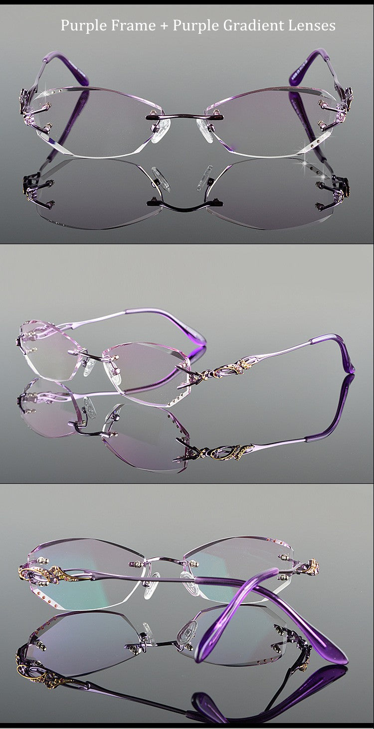 Chashma Tint Lenses Glasses Diamond Cutting Rimless Titanium 8036 B Rimless Chashma