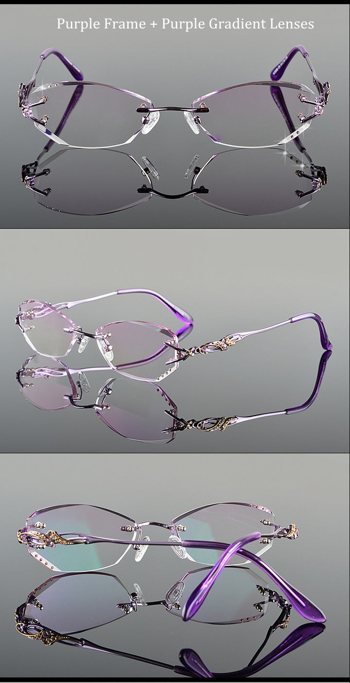 Chashma Tint Lenses Glasses Diamond Cutting Rimless Titanium 8036 B Rimless Chashma
