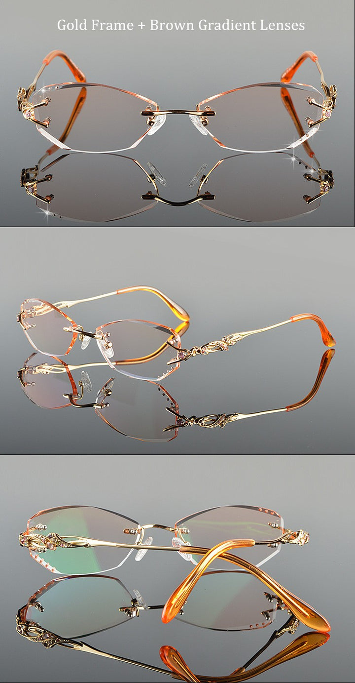 Chashma Tint Lenses Glasses Diamond Cutting Rimless Titanium 8036 B Rimless Chashma