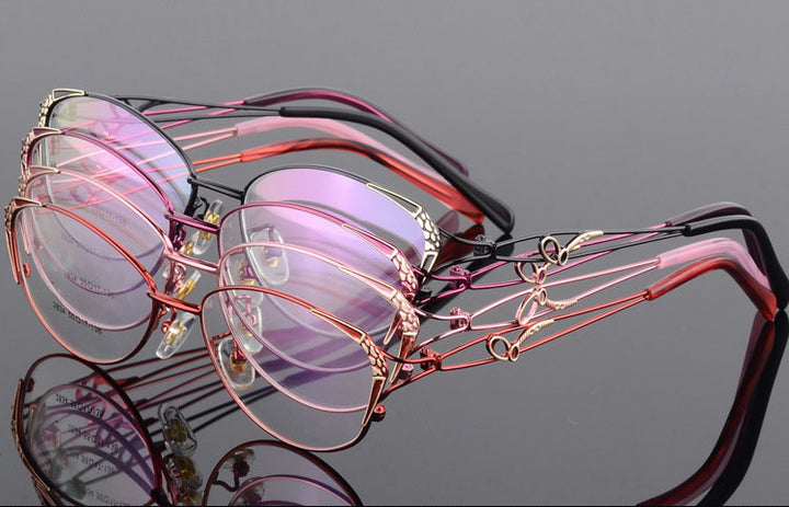 Bclear Women's Full Rim Square Cat Eye Alloy Eyeglasses S2834 Full Rim Bclear