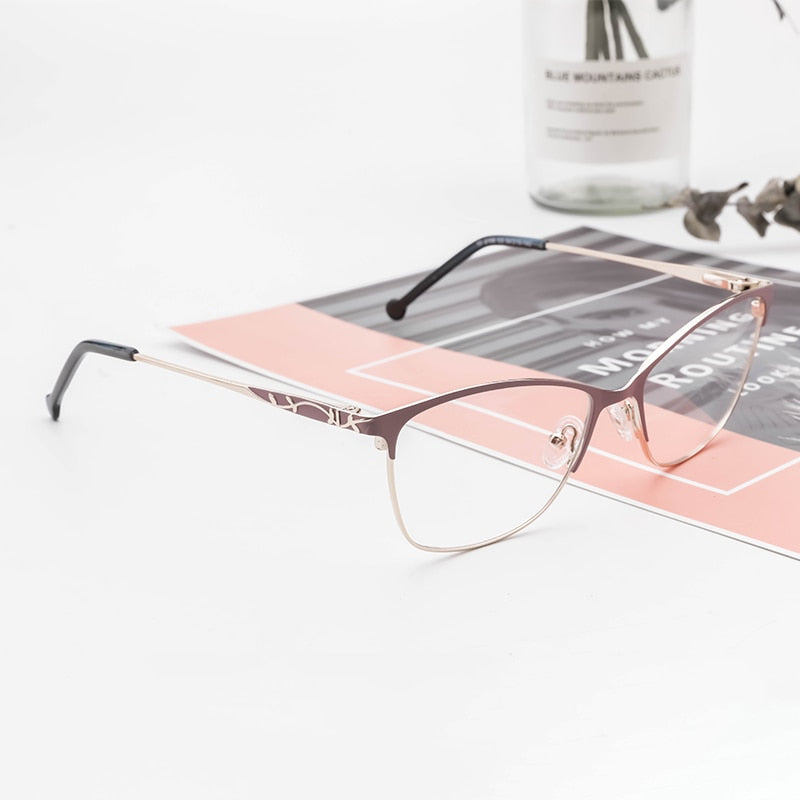 Kansept Women's Full Rim Cat Eye Alloy Eyeglasses Tf2198C5 Full Rim Kansept TF2198C5