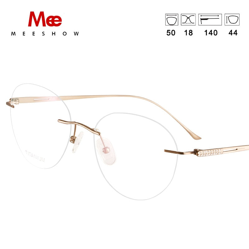 Meeshow Women's Eyeglasses Titanium Round 8513 Full Rim Meeshow