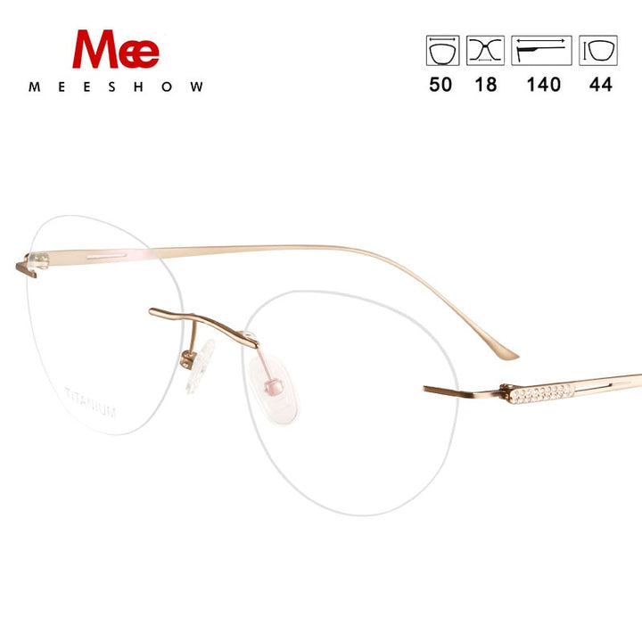 Meeshow Women's Eyeglasses Titanium Round 8513 Full Rim Meeshow