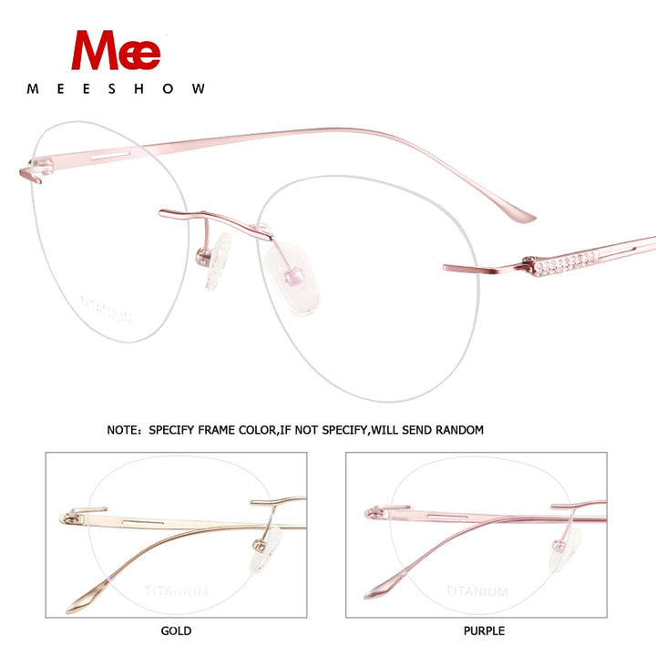 Meeshow Women's Eyeglasses Titanium Round 8513 Full Rim Meeshow
