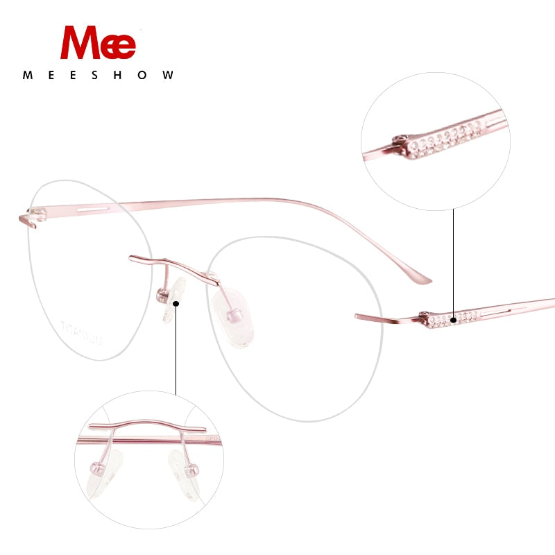 Meeshow Women's Eyeglasses Titanium Round 8513 Full Rim Meeshow