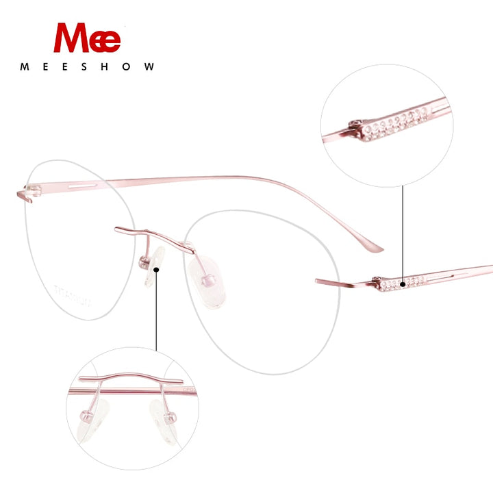 Meeshow Women's Eyeglasses Titanium Round 8513 Full Rim Meeshow
