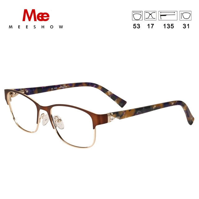 Meeshow Women's Eyeglasses Titanium Alloy 809 Full Rim Meeshow Brown