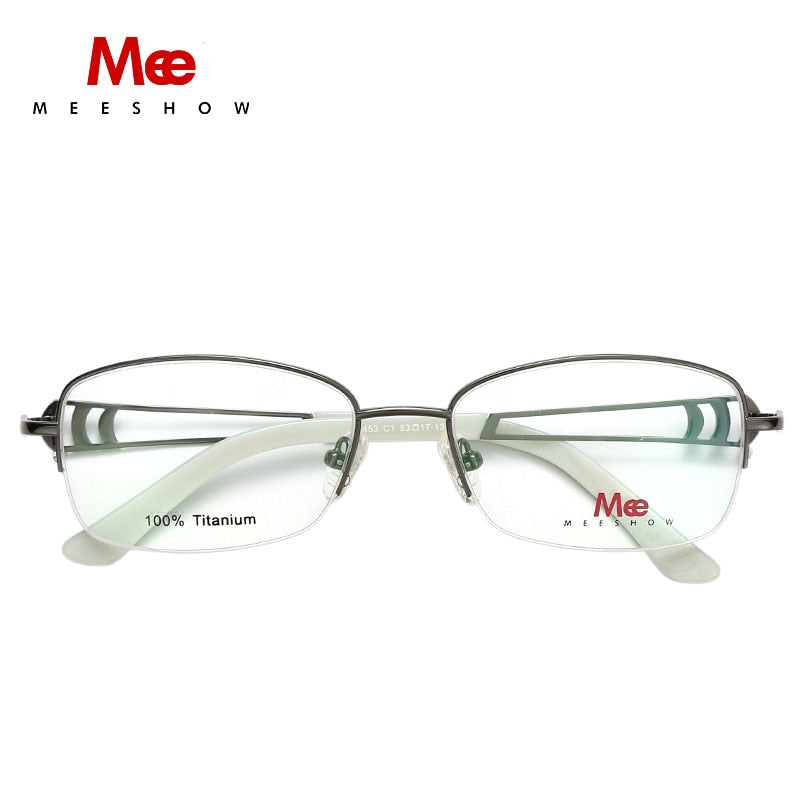 Meeshow Women's Semi Rim Square Titanium Eyeglasses 8509 Semi Rim Meeshow