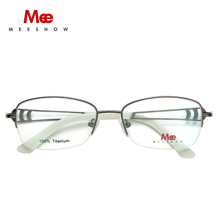 Meeshow Women's Semi Rim Square Titanium Eyeglasses 8509 Semi Rim Meeshow