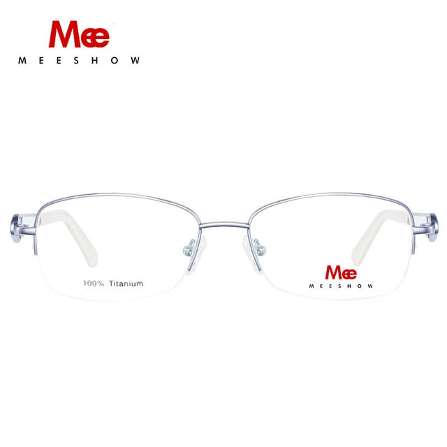 Meeshow Women's Semi Rim Square Titanium Eyeglasses 8509 Semi Rim Meeshow Purple
