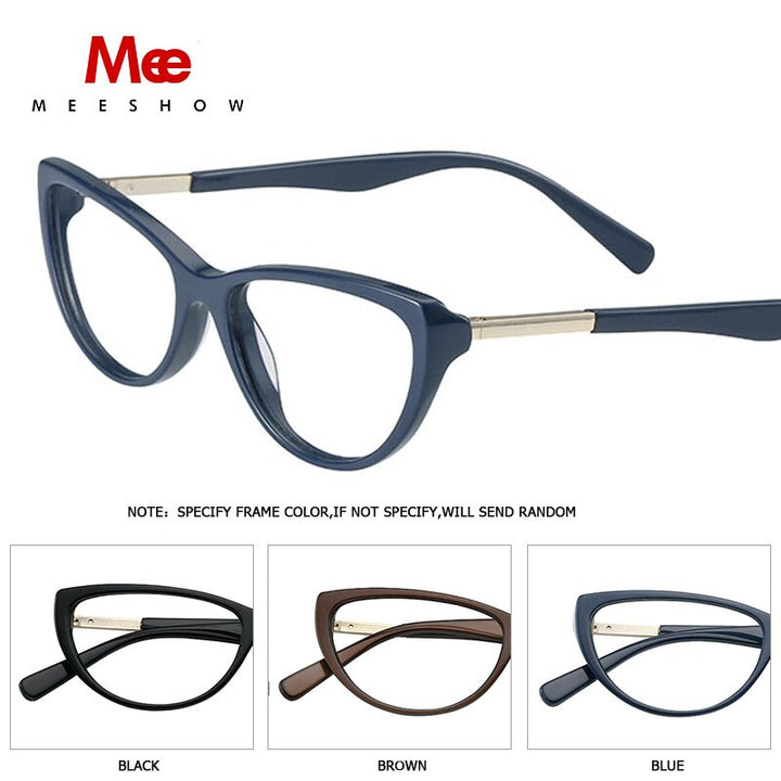 Meeshow Women's Eyeglasses Acetate Cat Eye Alloy 1807 Full Rim Meeshow