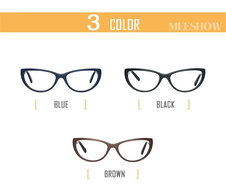 Meeshow Women's Eyeglasses Acetate Cat Eye Alloy 1807 Full Rim Meeshow