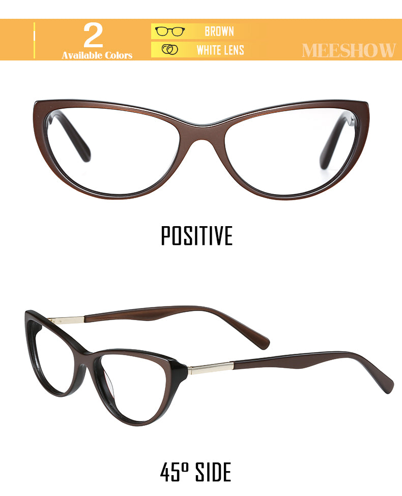 Meeshow Women's Eyeglasses Acetate Cat Eye Alloy 1807 Full Rim Meeshow