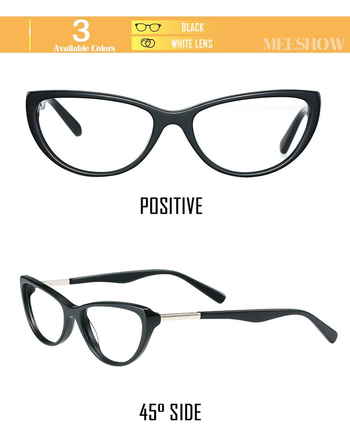 Meeshow Women's Eyeglasses Acetate Cat Eye Alloy 1807 Full Rim Meeshow