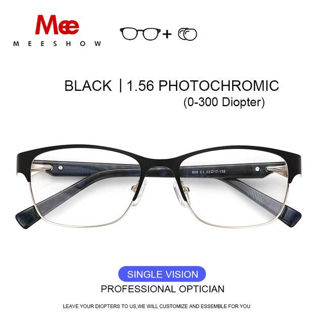 Meeshow Titanium Alloy Eyeglasses Women's Cat Eye 809 Full Rim Meeshow BK 1.56 Photo