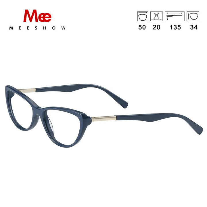 Meeshow Women's Eyeglasses Acetate Cat Eye Alloy 1807 Full Rim Meeshow