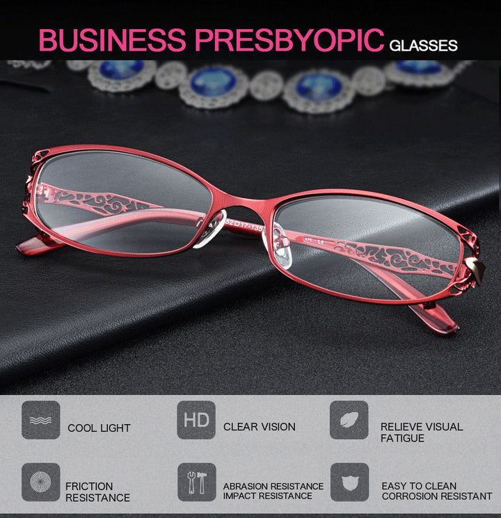 Hotochki Women's Full Rim Rectangle Alloy Reading Glasses 9003 Reading Glasses Hotochki