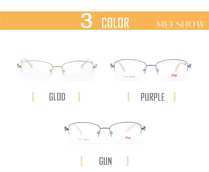 Meeshow Women's Semi Rim Square Titanium Eyeglasses 8509 Semi Rim Meeshow