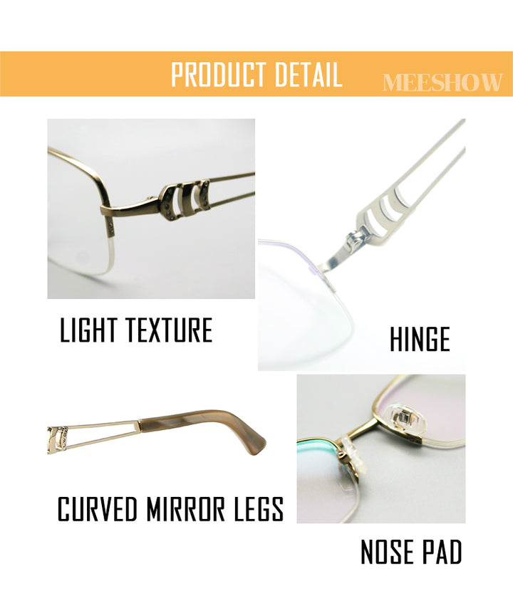 Meeshow Women's Semi Rim Square Titanium Eyeglasses 8509 Semi Rim Meeshow
