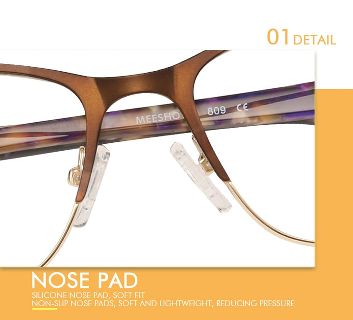 Meeshow Women's Eyeglasses Titanium Alloy 809 Full Rim Meeshow