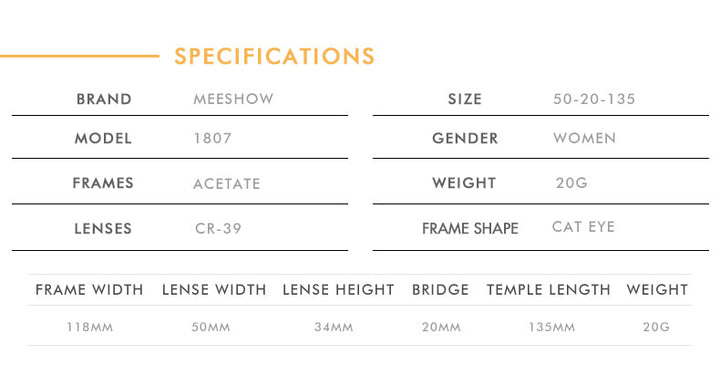 Meeshow Women's Eyeglasses Acetate Cat Eye Alloy 1807 Full Rim Meeshow