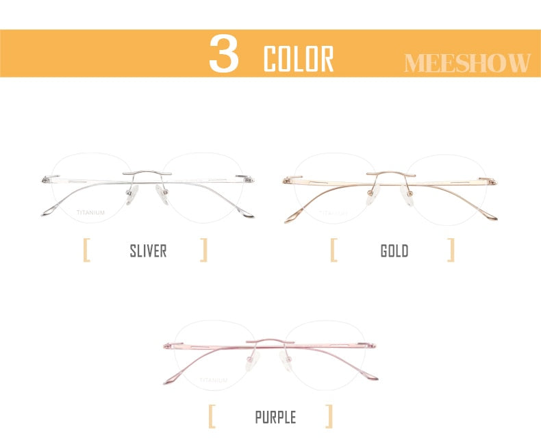 Meeshow Women's Eyeglasses Titanium Round 8513 Full Rim Meeshow