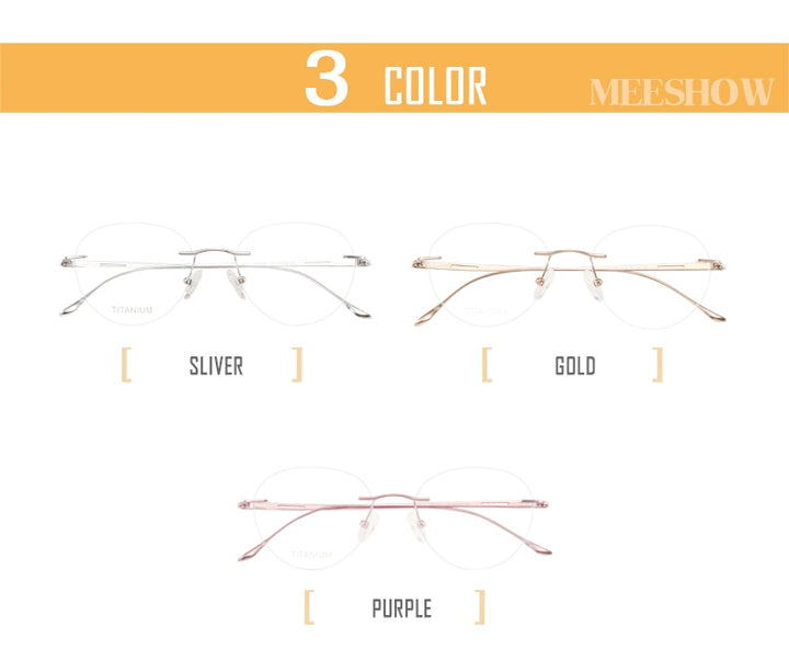 Meeshow Women's Eyeglasses Titanium Round 8513 Full Rim Meeshow