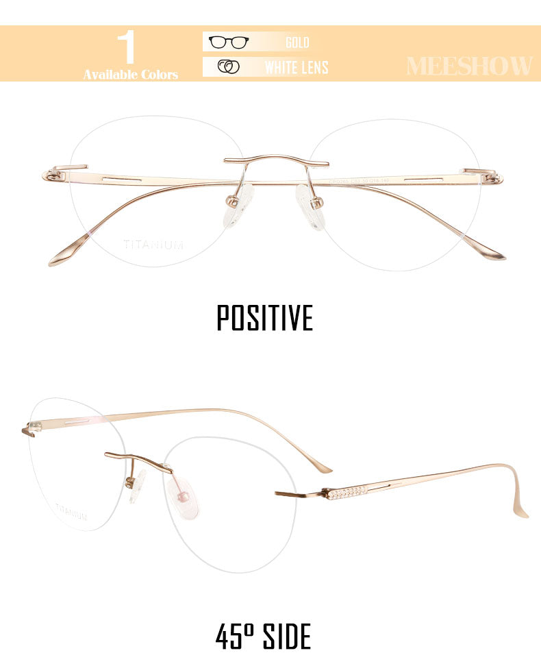 Meeshow Women's Eyeglasses Titanium Round 8513 Full Rim Meeshow