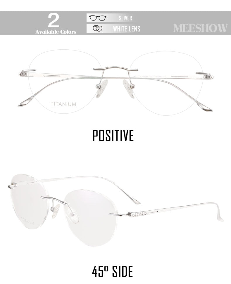 Meeshow Women's Eyeglasses Titanium Round 8513 Full Rim Meeshow
