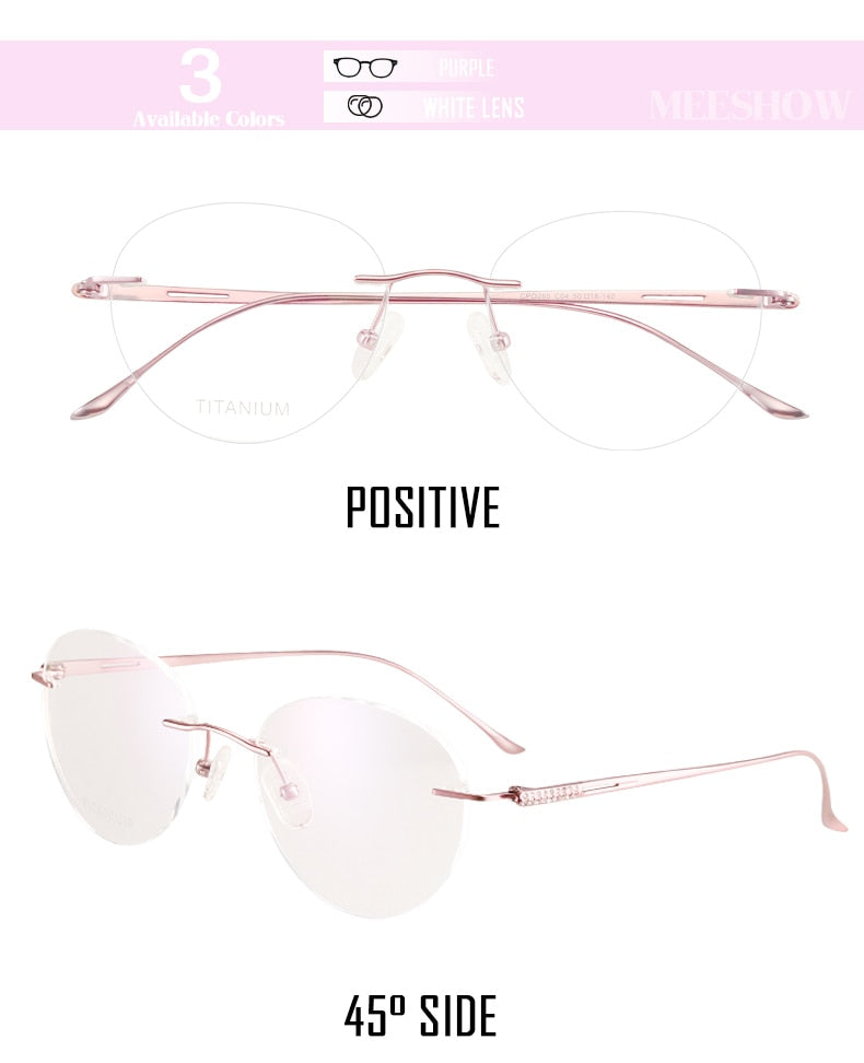 Meeshow Women's Eyeglasses Titanium Round 8513 Full Rim Meeshow