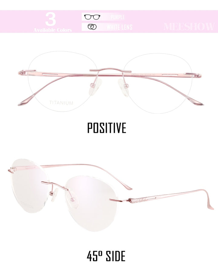 Meeshow Women's Eyeglasses Titanium Round 8513 Full Rim Meeshow