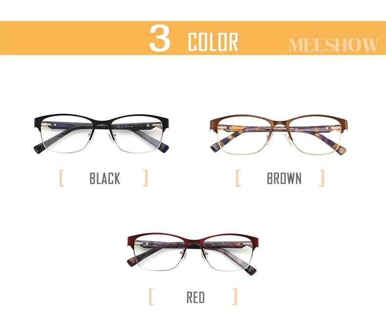 Meeshow Titanium Alloy Eyeglasses Women's Cat Eye 809 Full Rim Meeshow
