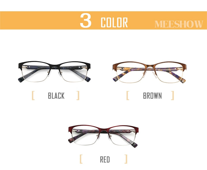 Meeshow Titanium Alloy Eyeglasses Women's Cat Eye 809 Full Rim Meeshow