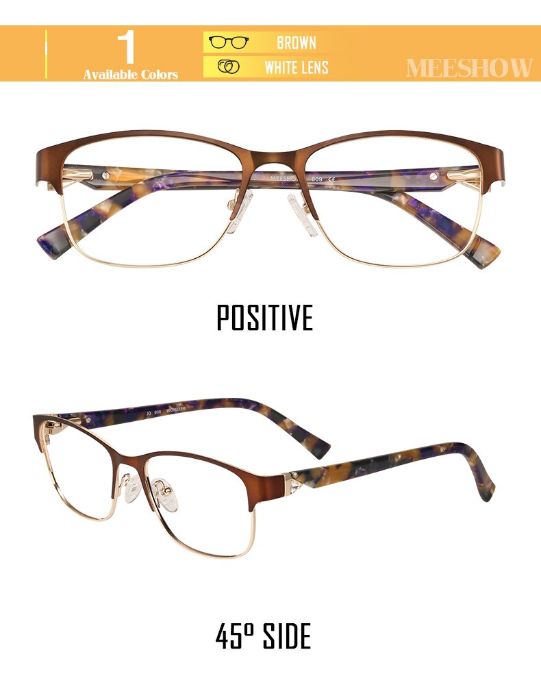 Meeshow Titanium Alloy Eyeglasses Women's Cat Eye 809 Full Rim Meeshow