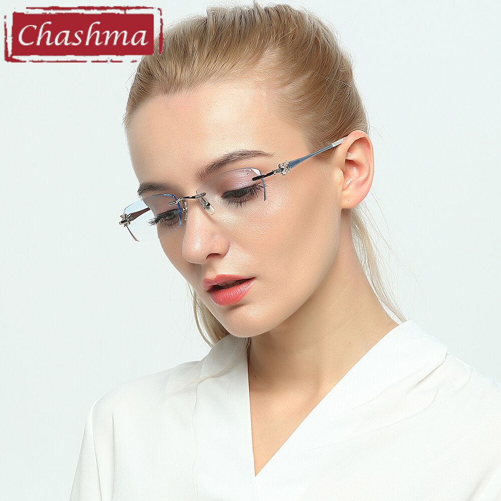 Chashma Women's Rimless Square Titanium Eyeglasses 2889 Rimless Chashma